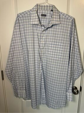 Van Heusen Light Blue and White Windowpane Dress Shirt